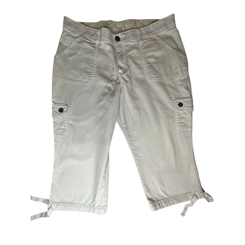Lee Women's White Comfort Waistband Low Rise Cargo Capri Pants Size Medium
